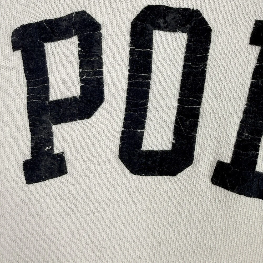 Polo Ralph Lauren Mens Long Sleeve Shirt Large White Navy Blue Graphic Logo